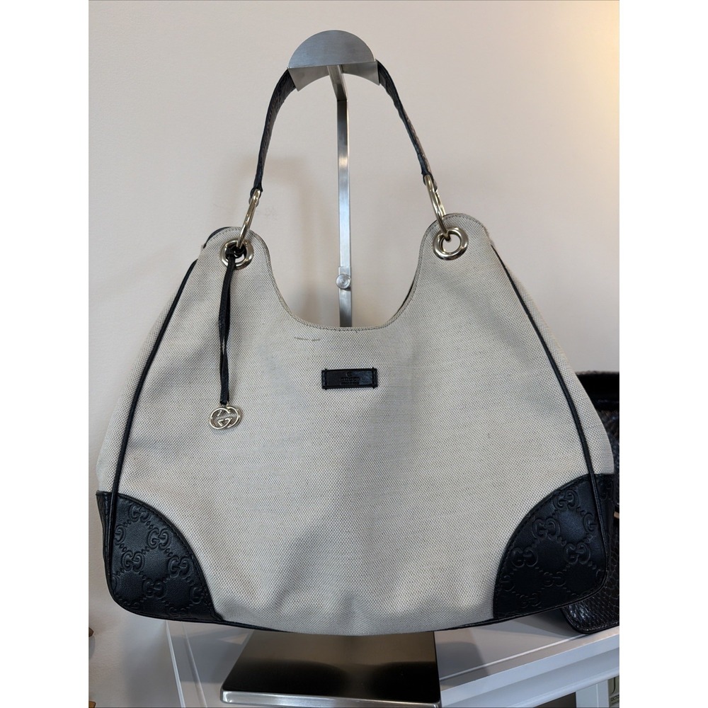 Vintage Gucci Colbert Hobo Shoulder Bag in Beige and Black